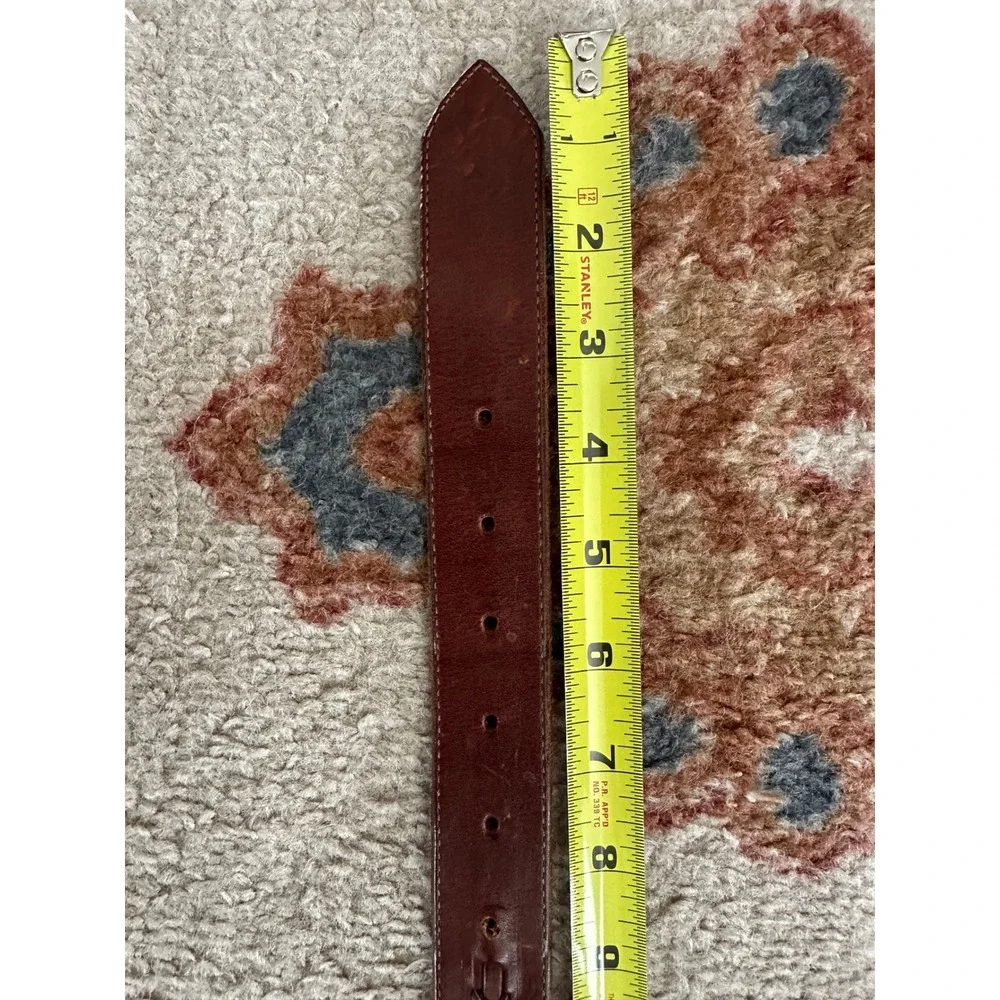 Vintage Brown Genuine Leather Hand Laced Braided Belt Solid Brass Buckle Large